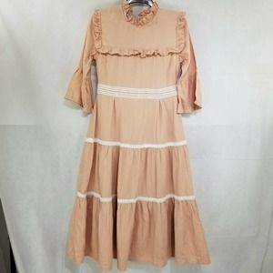 Hiso Hiso Womens Dress Prairie Cottage Core Style Lace Trim Size L Large